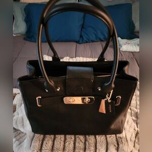 Coach Black Leather Tote Bag